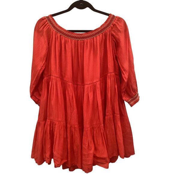 Free People Womens Sunbreams Mini Dress Size Small Off The Shoulder Embroidered - Picture 7 of 11